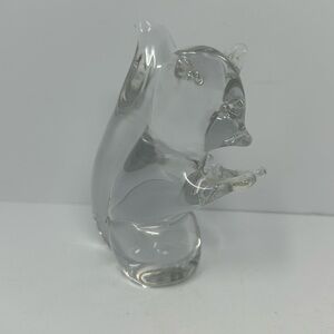 Vintage 5” Hand Blown Art Glass Squirrel Figurine Paperweight Clear W7